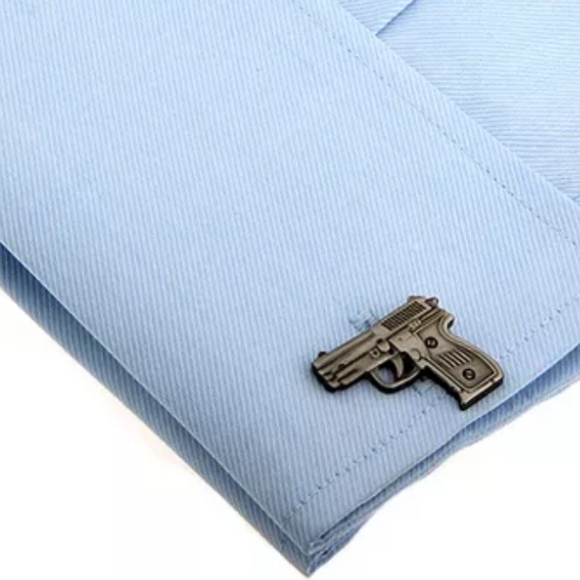 Gun Pistol Copper Metal Cuff Links - Picture 5 of 7